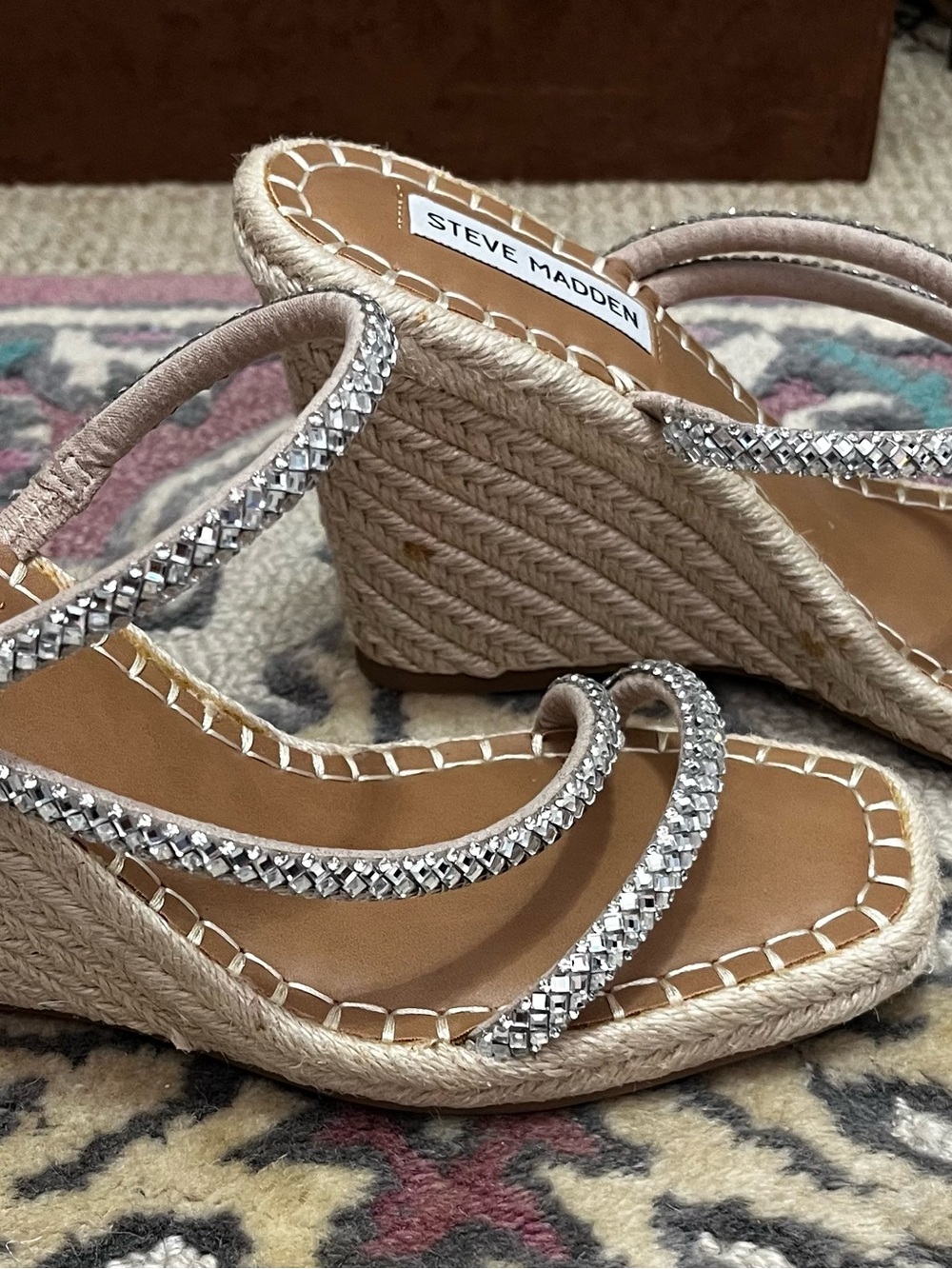Steve Madden Beige Braided Espadrille Wedge Sandals - Picture 4 of 8